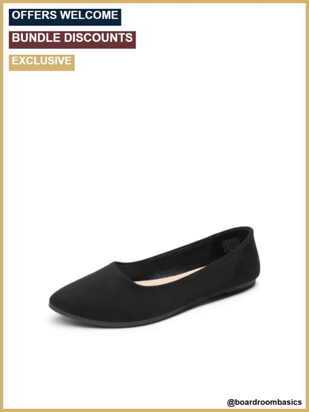 Pointed Toe Ballet Flats - Faux Suede, Slip-On, Cushioned, Flexible, Foldable - Picture 1 of 6